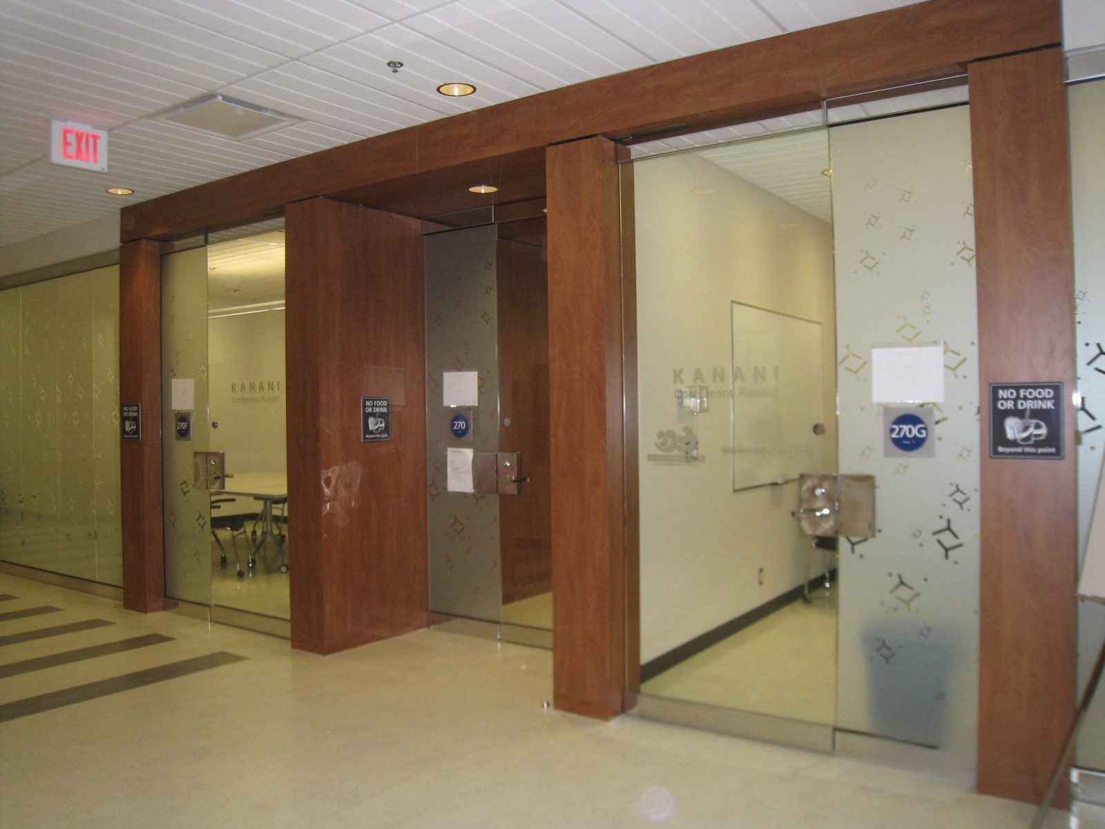 The adjacent glass entrances to Kanani Conference Room 1 and Kanani Conference Room 2